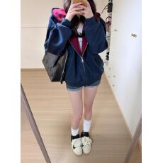 批发<b class='q'>实拍</b>实价 美式复古连帽卫衣秋冬宽松开衫撞色外套