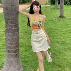 批发实拍高品质【爆品A字短裙】黑色米白半身裙女夏季 有腰带 XS-XL