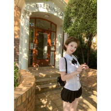 批发04/08 JMSHOP【奈川纱】100％天丝衬衫女学院风套装