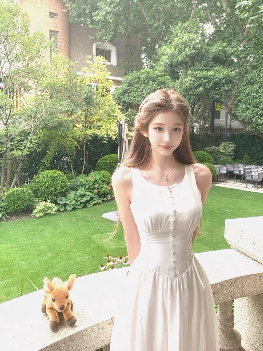 jmshop 화이트 캄파넬라 세과 소녀 센스 스트랩 허리 수축 여성 드레스 여름 관대 한 점잖은 민소매 롱 코트 치마