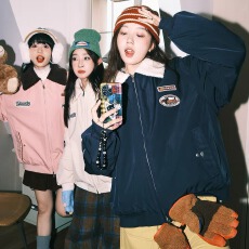 批发美式羊羔绒外套男毛领棉袄冬情侣<b class='q'>棒球</b>棉服女潮牌保暖棉衣