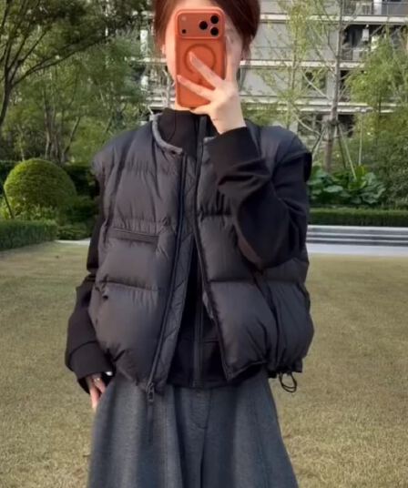 한국 스타일 베스트 여성 짧은 조끼 가을 겨울 새로운 2026 루즈핏 고급 센스 작은 키 어깨 외출용 여성