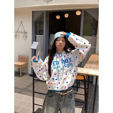 批发<b class='q'>韩国</b>chic韩版波点连帽<b class='q'>卫衣</b>外套女2025秋冬新款美式辣妹拉链开衫潮