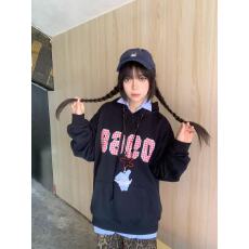 批发纯棉华棉复合薄款320克/加绒420克印花<b class='q'>宽松</b>连帽卫衣女