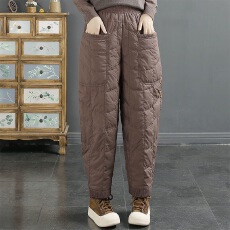 批发<b class='q'>外贸出口</b>意大利尾单轻薄羽绒棉裤女防风保暖休闲拼接时尚百搭靴裤