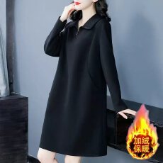 批发<b class='q'>大码</b>洋气女装连衣裙胖妈妈气质秋季新款休闲减龄时尚翻领显瘦衣裙