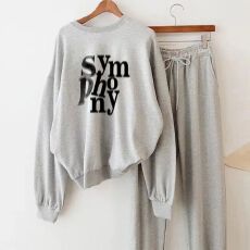 批发韩国东大门2025春秋新款圆领宽松加绒<b class='q'>运动</b>套装<b class='q'>女</b>休闲<b class='q'>长裤</b>两件套潮