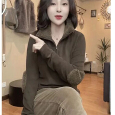 批发欧货双面德绒打底卫衣女新款2025爆款时尚洋气内搭时髦显瘦<b class='q'>上衣</b>潮