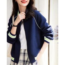 批发棒球服外套女春秋款2025秋冬<b class='q'>新款</b>加绒华夫格运动夹克短款休闲上衣