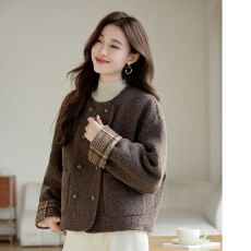 批发内里加厚圈圈毛呢外套秋冬<b class='q'>新款</b>韩版女装时尚气质小个子百搭上衣