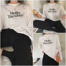 批发现mocobling<b class='q'>韩国</b><b class='q'>代购</b>2025秋新款基本款字母配色圆领长袖<b class='q'>T</b>恤衫