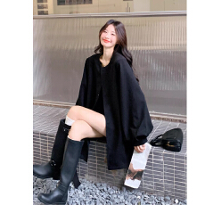 批发黑色韩系高级感系带收腰风衣外套女2025<b class='q'>秋</b>新款小个子气质显瘦大衣