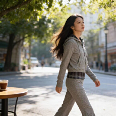 批发胖mm<b class='q'>时尚</b>休闲运动套装女春秋修身显瘦连帽卫衣卫裤百搭气质两件套