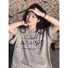 批发官图 21支纯棉210克（100%棉）花灰色纯棉短袖t恤女