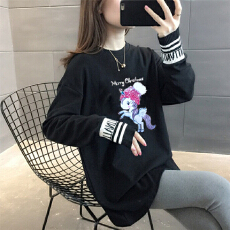 批发双面德绒长袖T恤女秋冬款韩版<b class='q'>加大码</b>中长款宽松内搭打底衫ins上衣