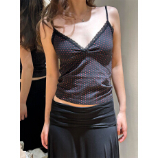 批发210克40支精棉1*1】美式辣妹风V领爱心吊带背心女<b class='q'>夏</b>季新款上衣