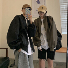 批发26新春<b class='q'>韩国</b>chic百搭薄款复古立领休闲宽松棒球服工装夹克衫