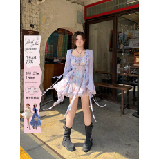 批发氛围感油画碎花<b class='q'>雪纺</b>裙女2026春夏新款微胖<b class='q'>大码</b>吊带裙子开衫套装