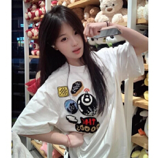 批发面料32支230克100%纯棉 毛巾刺绣】设计感小众<b class='q'>情侣</b><b class='q'>短袖</b>T恤