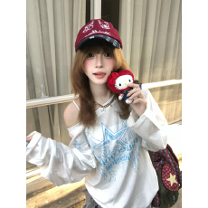 批发雪花棉韩版斜肩一字领薄款微透防晒罩衫<b class='q'>女长袖</b>宽松上衣