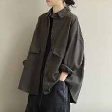 批发复古工装衬衫外套女2026春秋新款<b class='q'>韩版</b>长袖文艺风大码宽松显瘦上衣