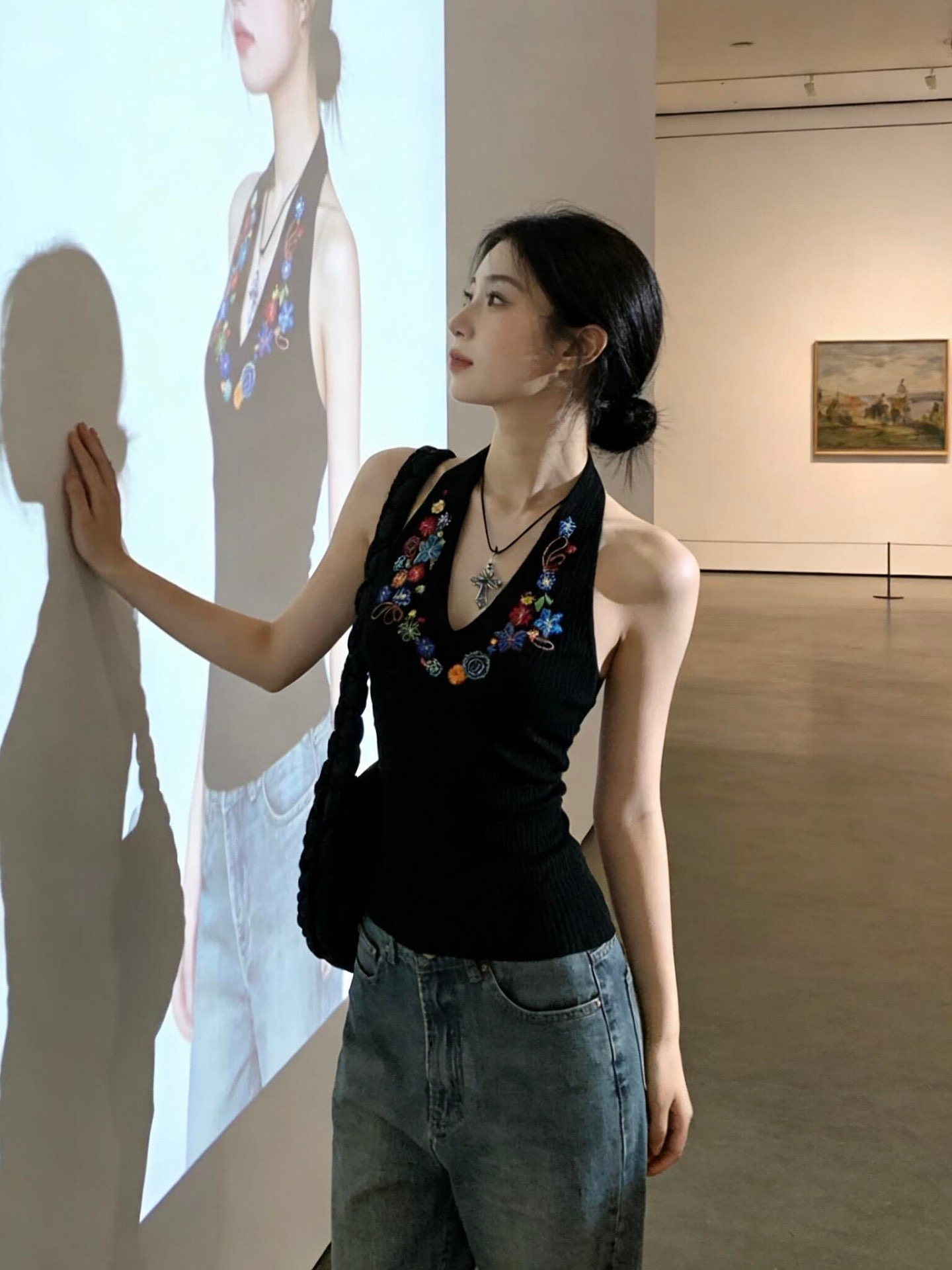 사람들 면 모달 2 2 와 사고 방식 260 그램 아메리칸 섹시함 핫걸 바람 V넥 행침 목 슬립 맨위