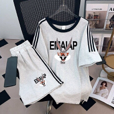 批发夏季大码胖mm休闲运动套装新款印花宽松百搭套装