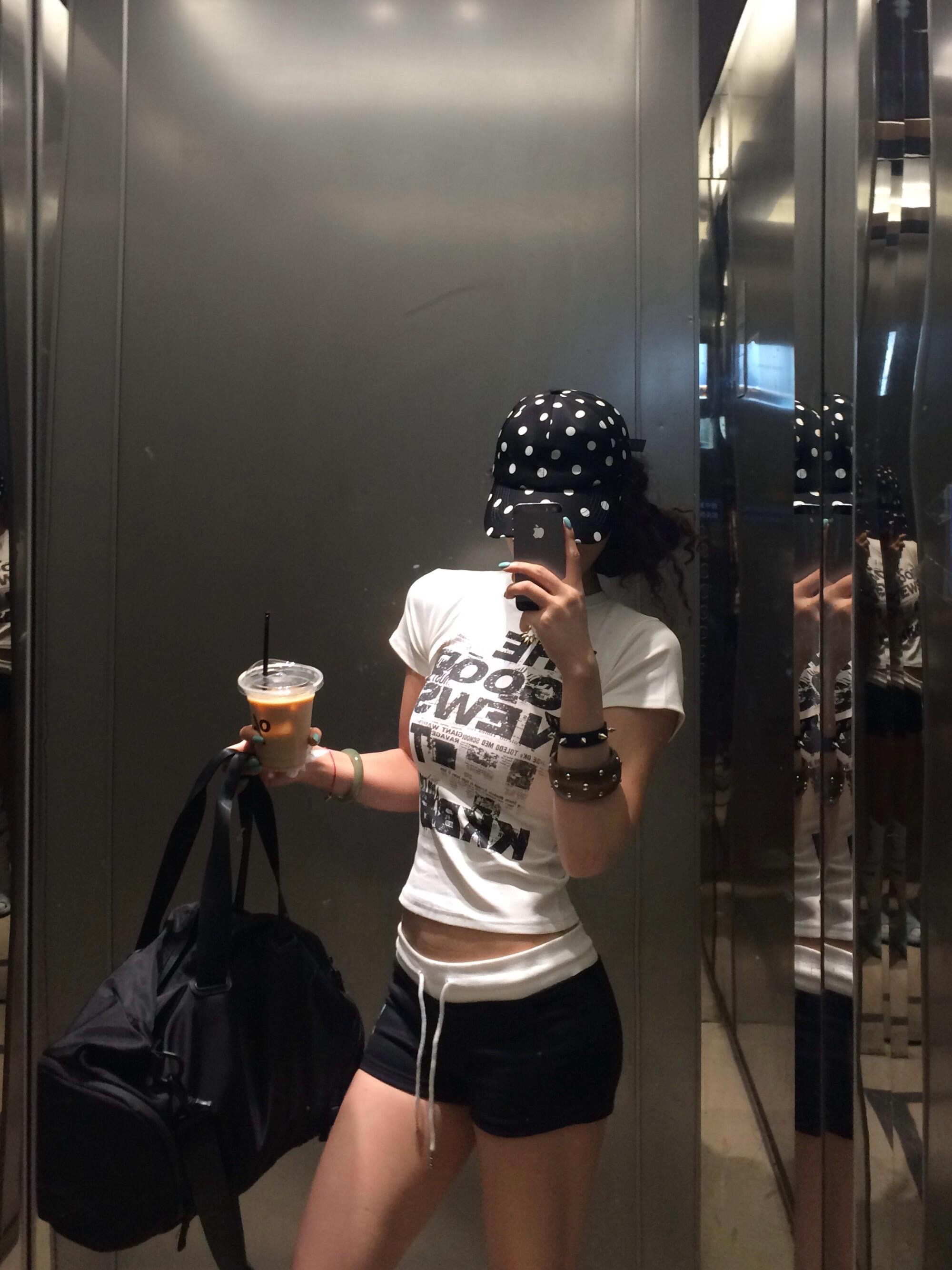 아메리칸 레트로 긍정적 인 어깨 프린트 반팔 티셔츠