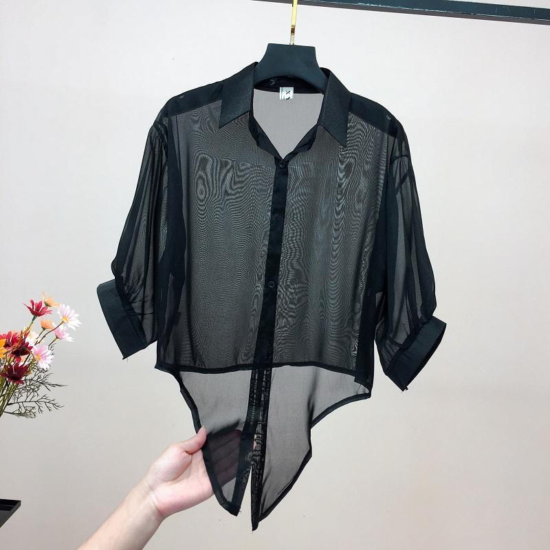 2026 쇼트 스타일 쉬폰 셔츠 여성 셔츠 오픈 가디건 얇은 스타일 작은 숄 여름 외부 가져 가라. 자외선 차단 의류 여성