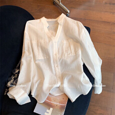 批发白色老钱风立领气质衬衫女2026年春季新款高级感轻奢休闲气质衬衣