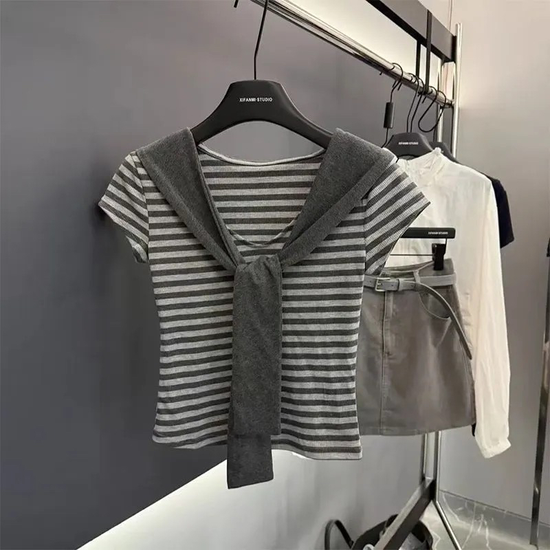 40 55 면 40 폴리 에스터 5 암모니아 Lun 리브 네클라인 경기 스카프 몸매 가꾸기 반팔 t