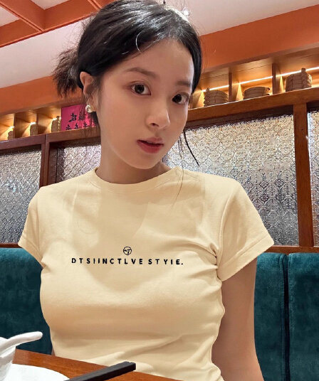 프린트 알파벳 순면 반팔 티셔츠 여성 미니멀리즘 다용도 여름 기초 섹션 긍정적 인 어깨 라운드 넥 맨위