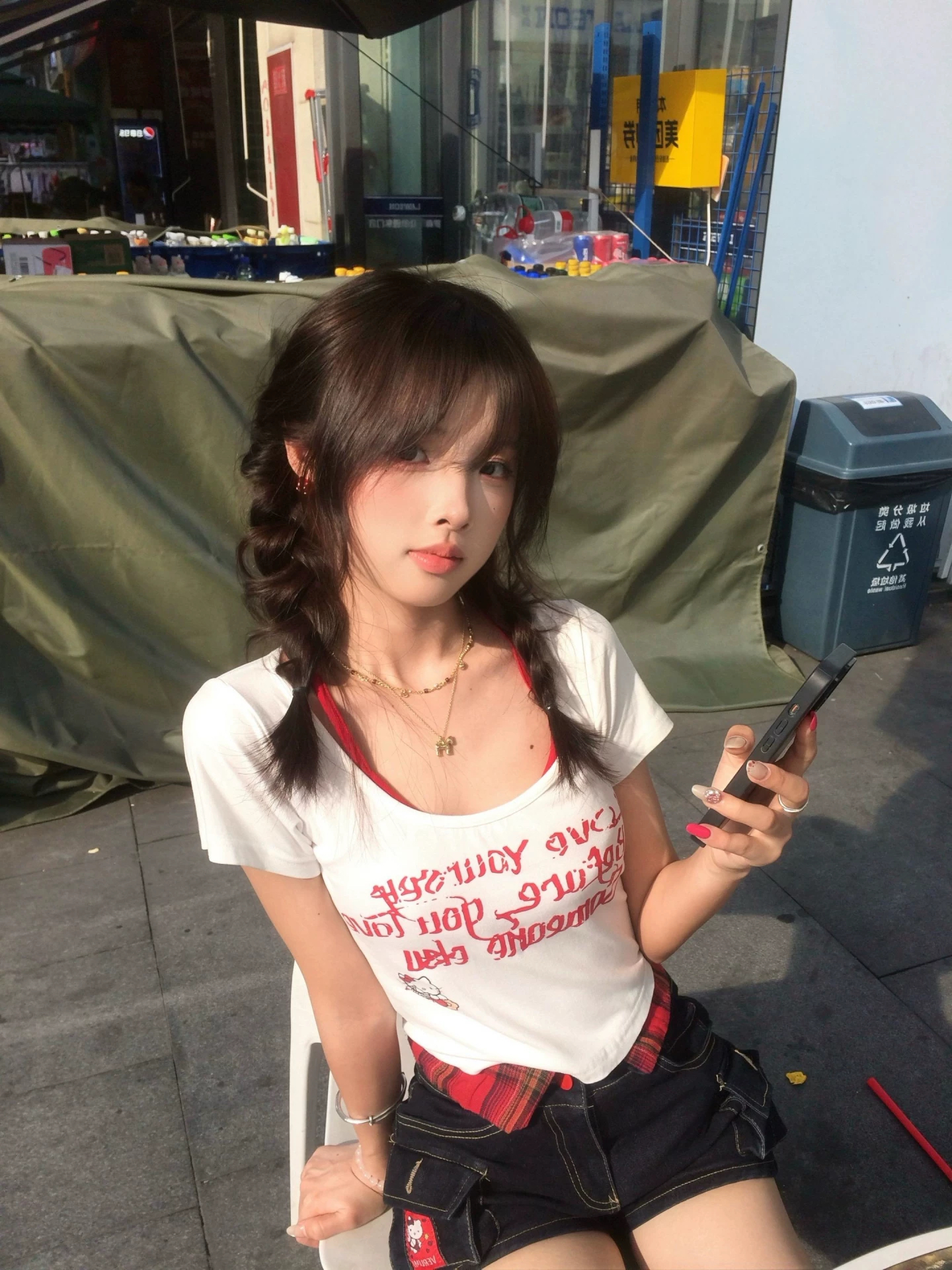 여름 새로운 순수한 욕망 몸매 가꾸기 벨트 가슴 패드 핫걸 반팔