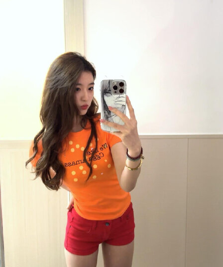 아메리칸 레트로 긍정적 인 어깨 라운드 넥 프린트 반팔 티셔츠
