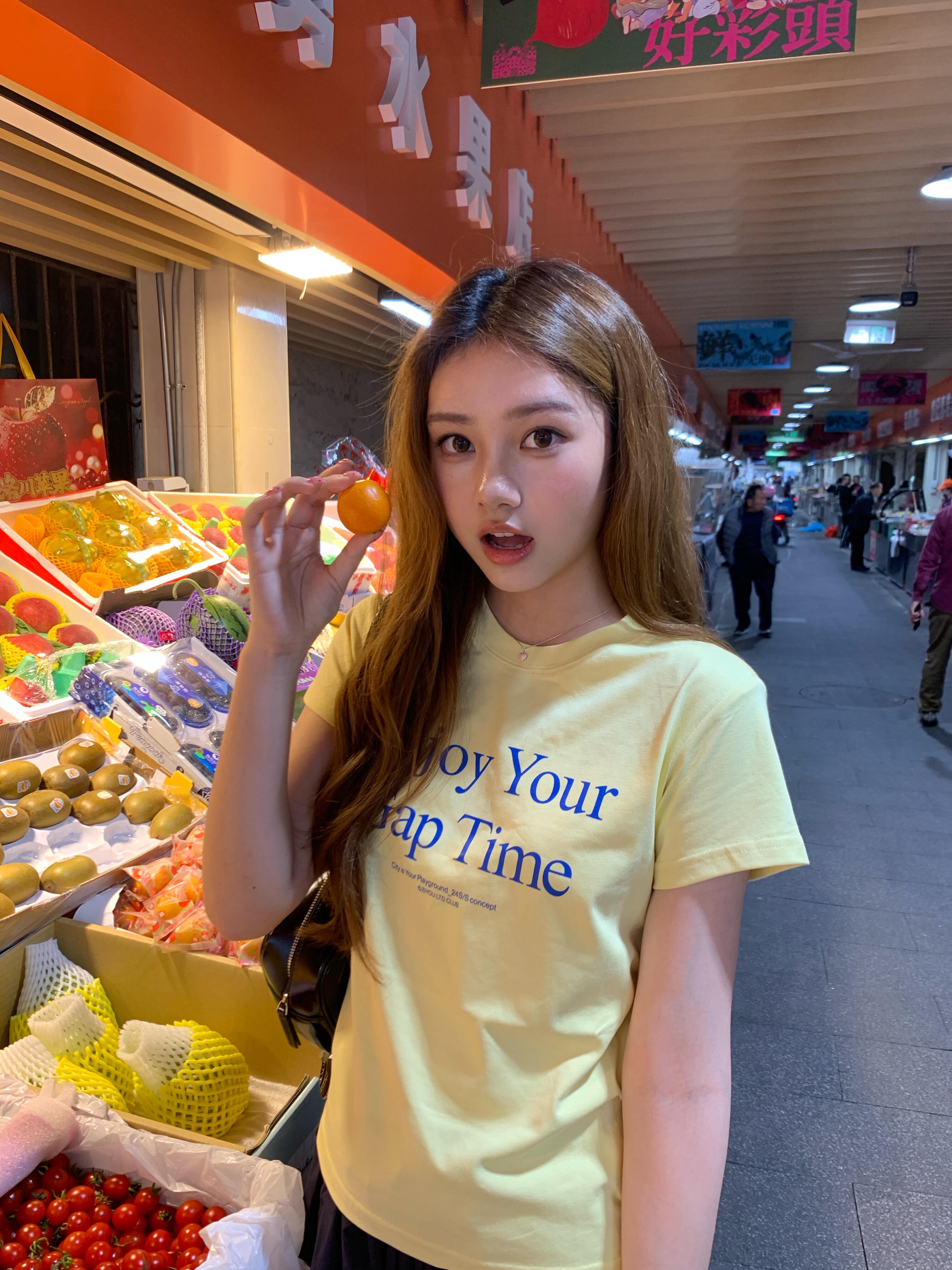 아메리칸 레트로 긍정적 인 어깨 라운드 넥 프린트 반팔 티셔츠