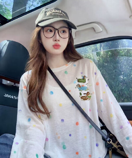 눈꽃 면 160 그램 자외선 차단 의류 색상 도트 무늬 긴팔 블라우스 티셔츠 블라우스 맨위