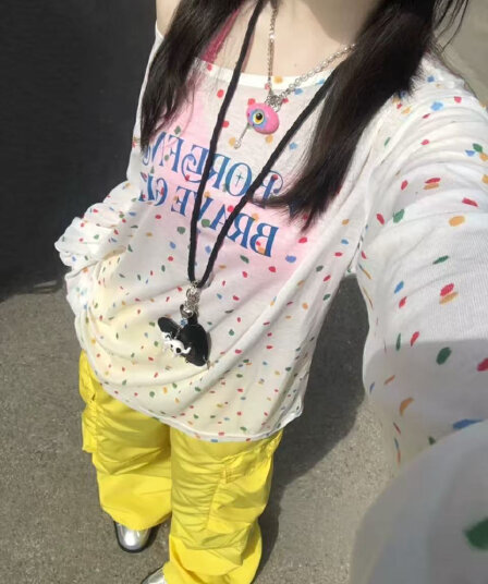 눈꽃 면 160 그램 자외선 차단 의류 색상 도트 무늬 긴팔 블라우스 티셔츠 블라우스 맨위