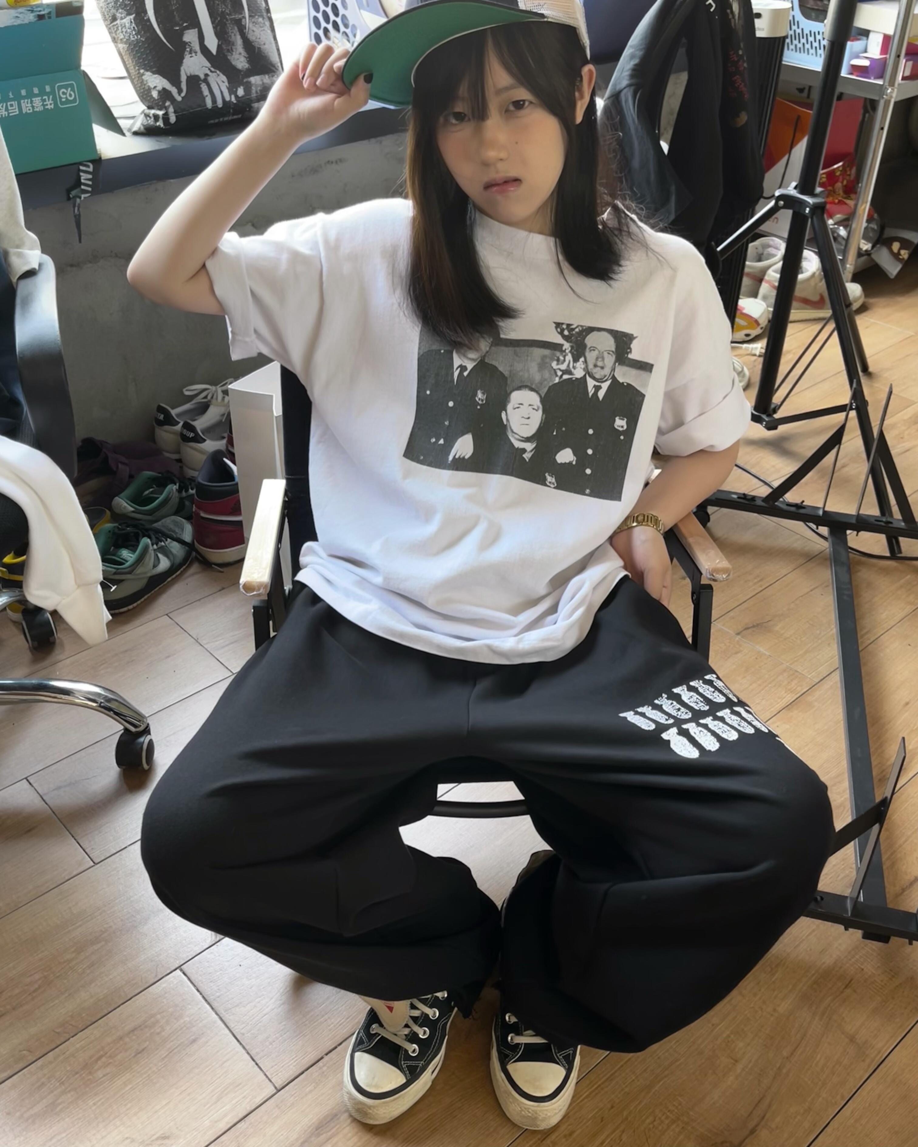 순면 라운드 넥 프린트 반팔 티셔츠