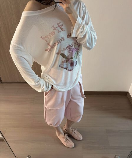 비스듬한 어깨 티셔츠 자외선 차단 기본 셔츠 블라우스