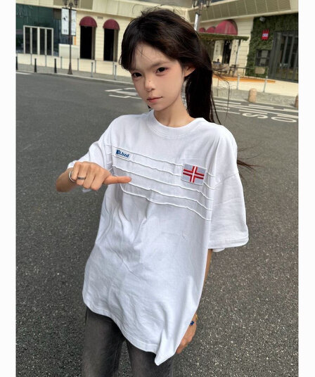 원본 솜씨 순면 220 그램 빗질하다 닫기 반팔 티셔츠 여성