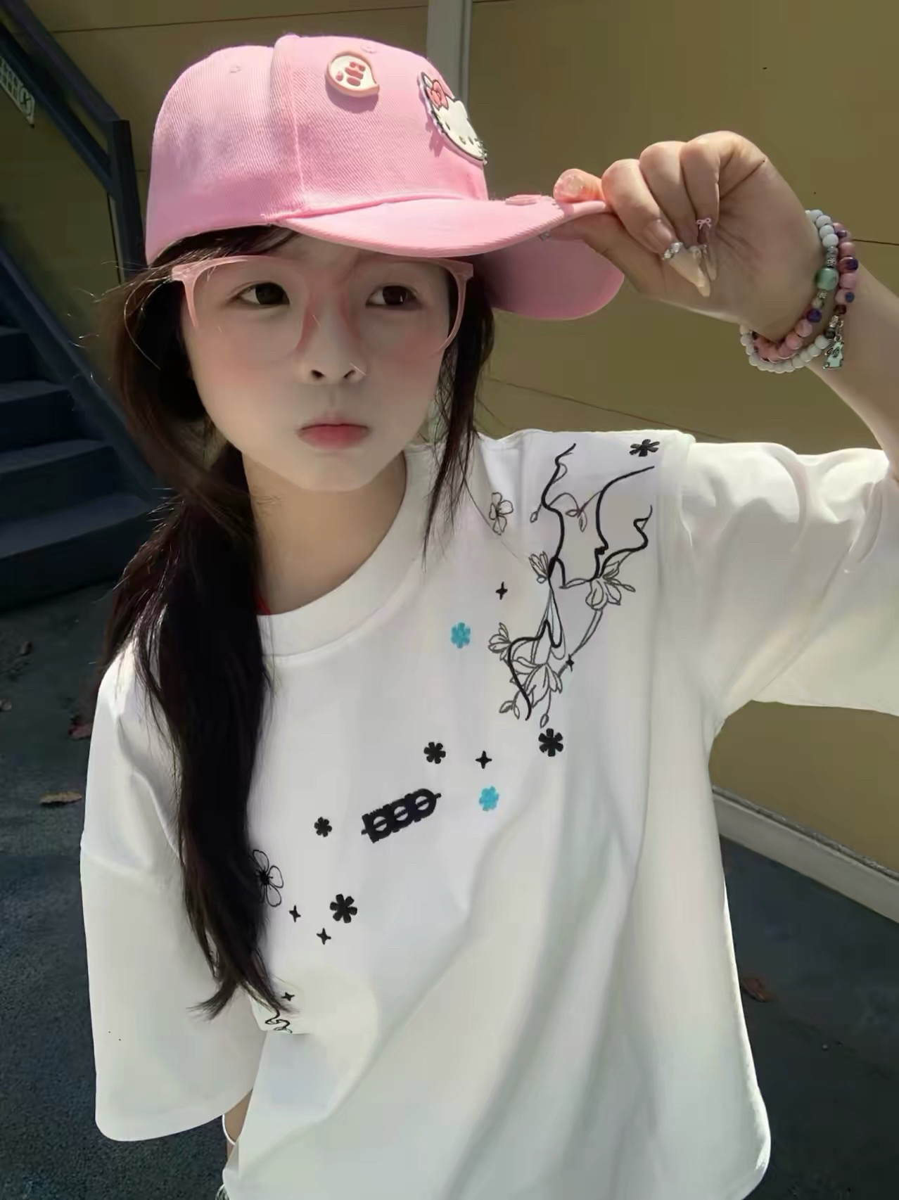 자수 네리 가게 천 순면 220 그램 빗질하다 닫기 반팔 티셔츠
