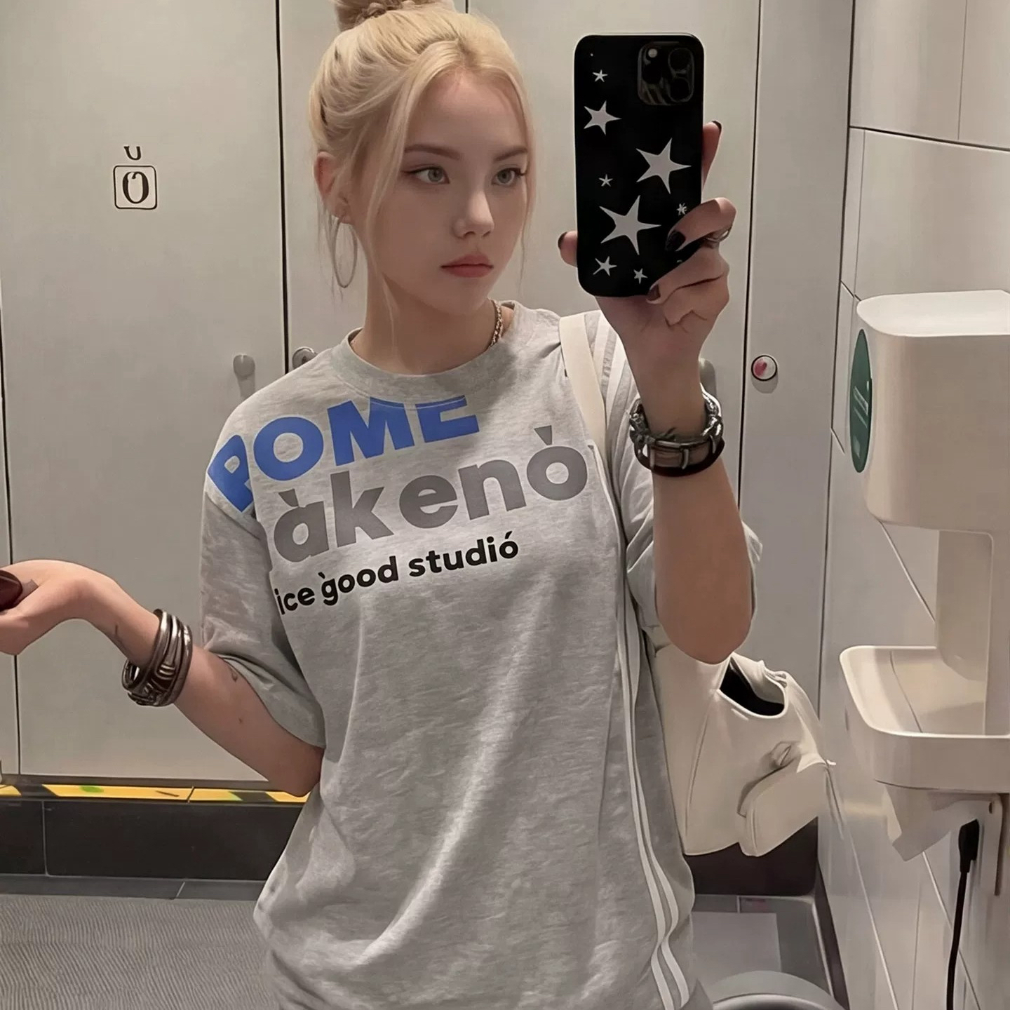 한 부서 느긋한 바람 작은 키 패치워크 고급 센스 프린트 순면 반팔 티셔츠 남녀 여름 캐주얼 맨위