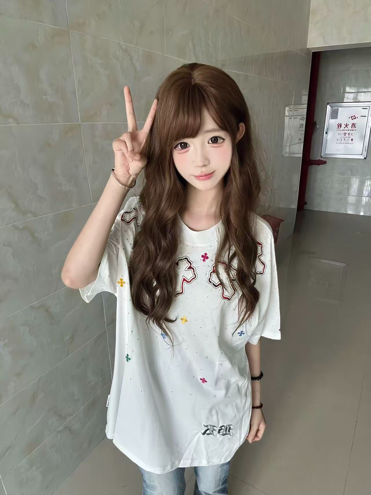 자수 패치 핫픽스 네리 가게 천 19 지점 220 그램 순면 반팔 티셔츠