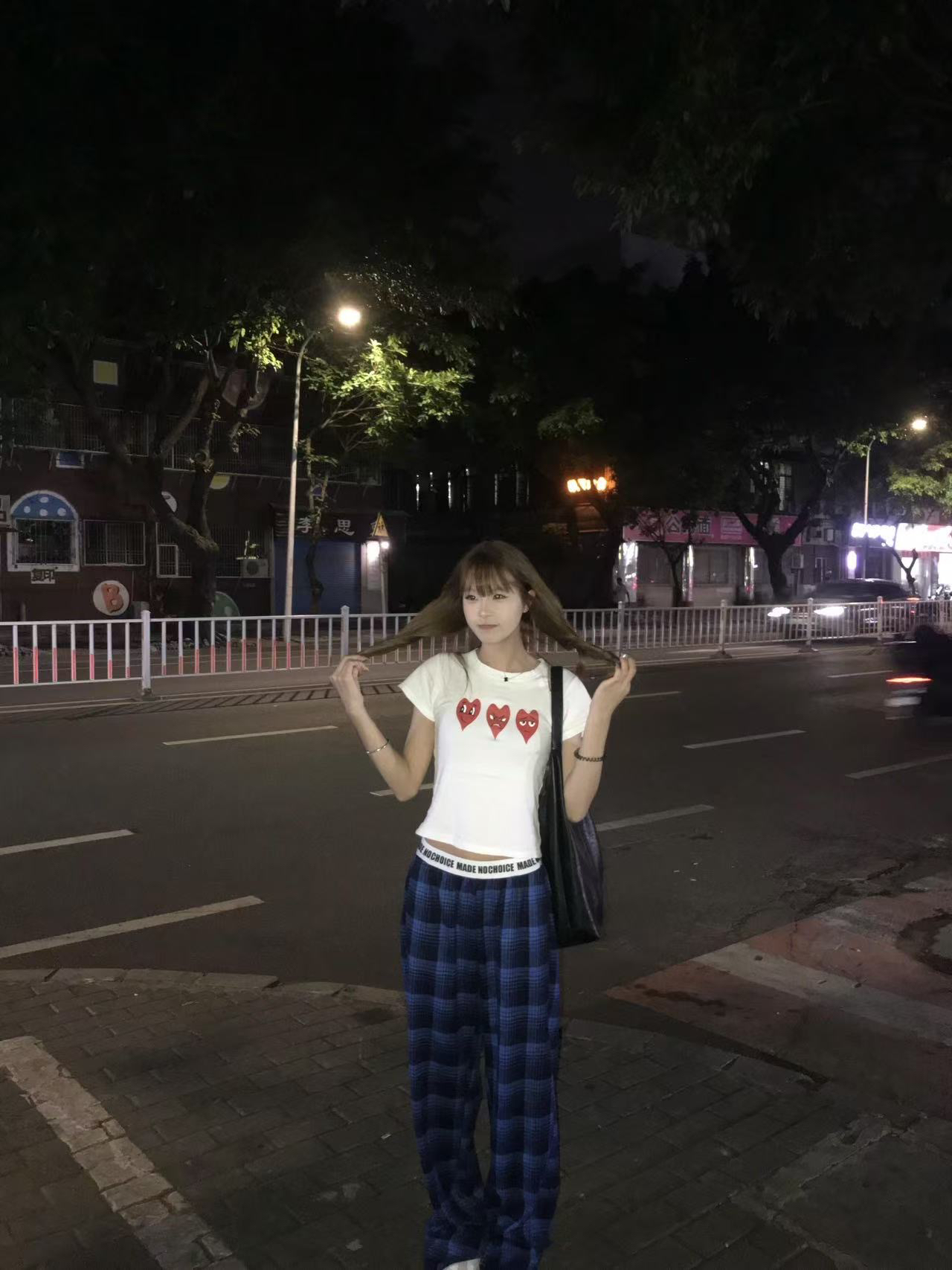 아메리칸 레트로 긍정적 인 어깨 라운드 넥 프린트 반팔 티셔츠