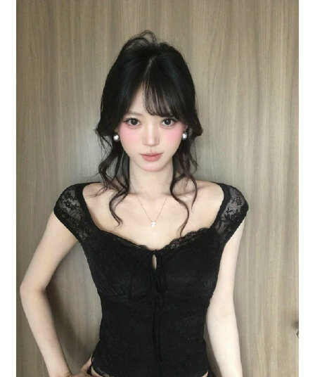 한 부서 레트로 나비 매듭 검정색 반팔 티셔츠 여성 여름 몸매 가꾸기 슬림해 보이는 디자인 센스 다용도 캐주얼 맨위