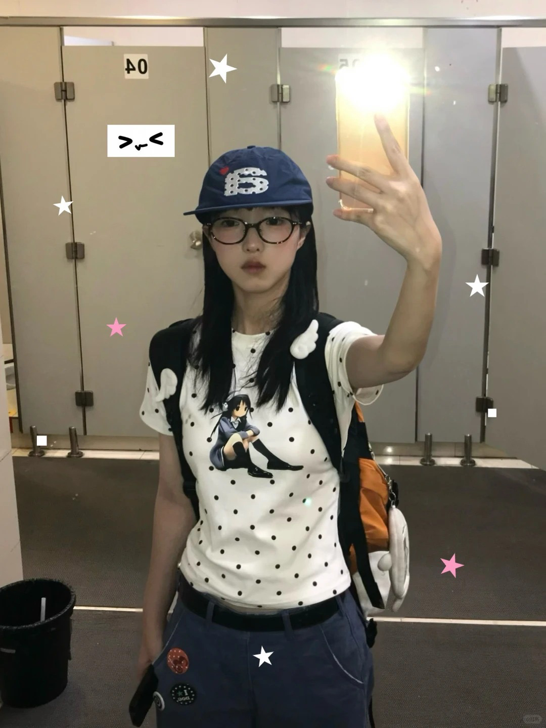 한 부서 새로운 패션 디자인 센스 라운드 넥 도트 무늬 프린트 반팔 티셔츠