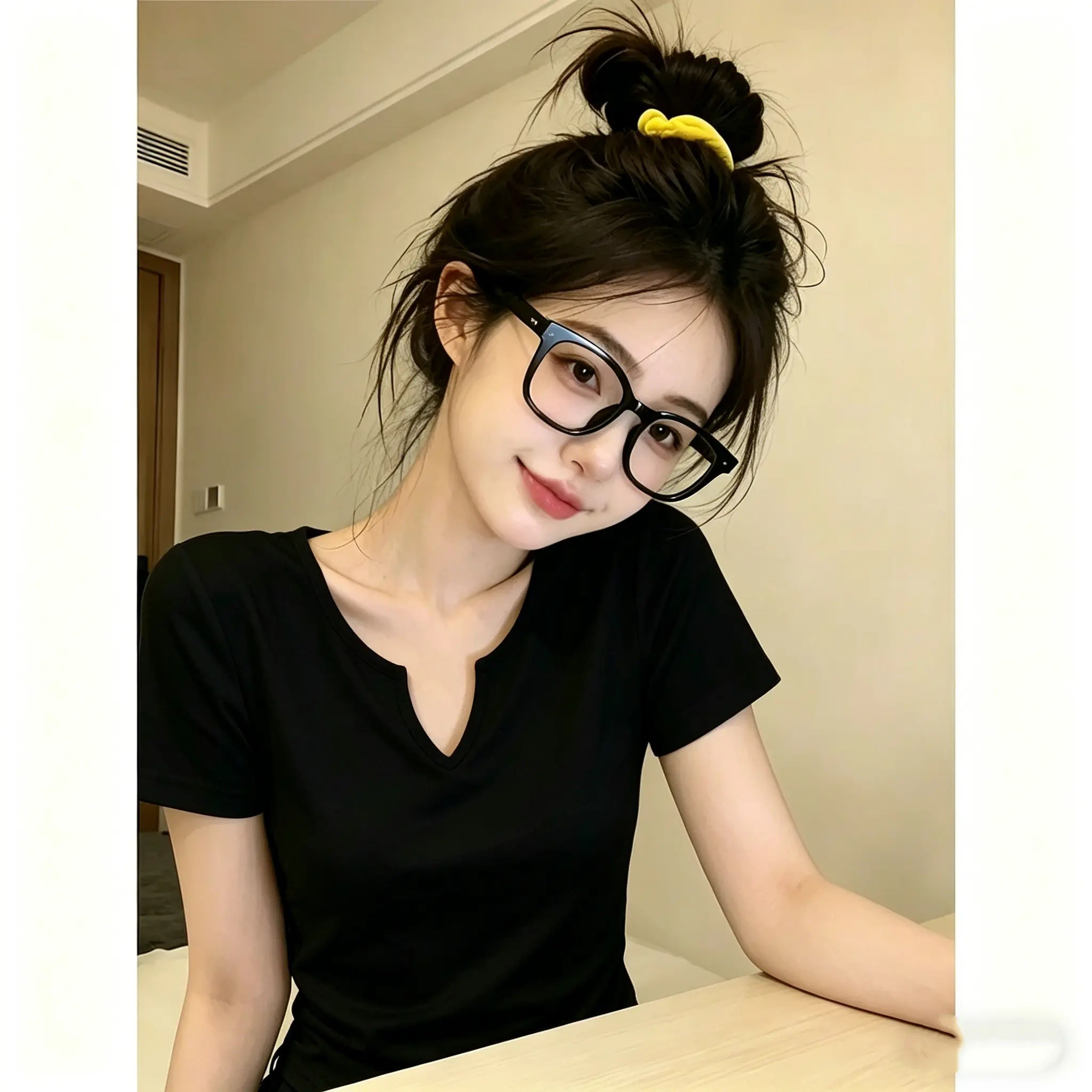 40 92 면 8 암모니아 Lun 긍정적 인 어깨 작은 V넥 반팔 티셔츠 여성 여름 디자인 센스 주름 몸매 가꾸기 맨위
