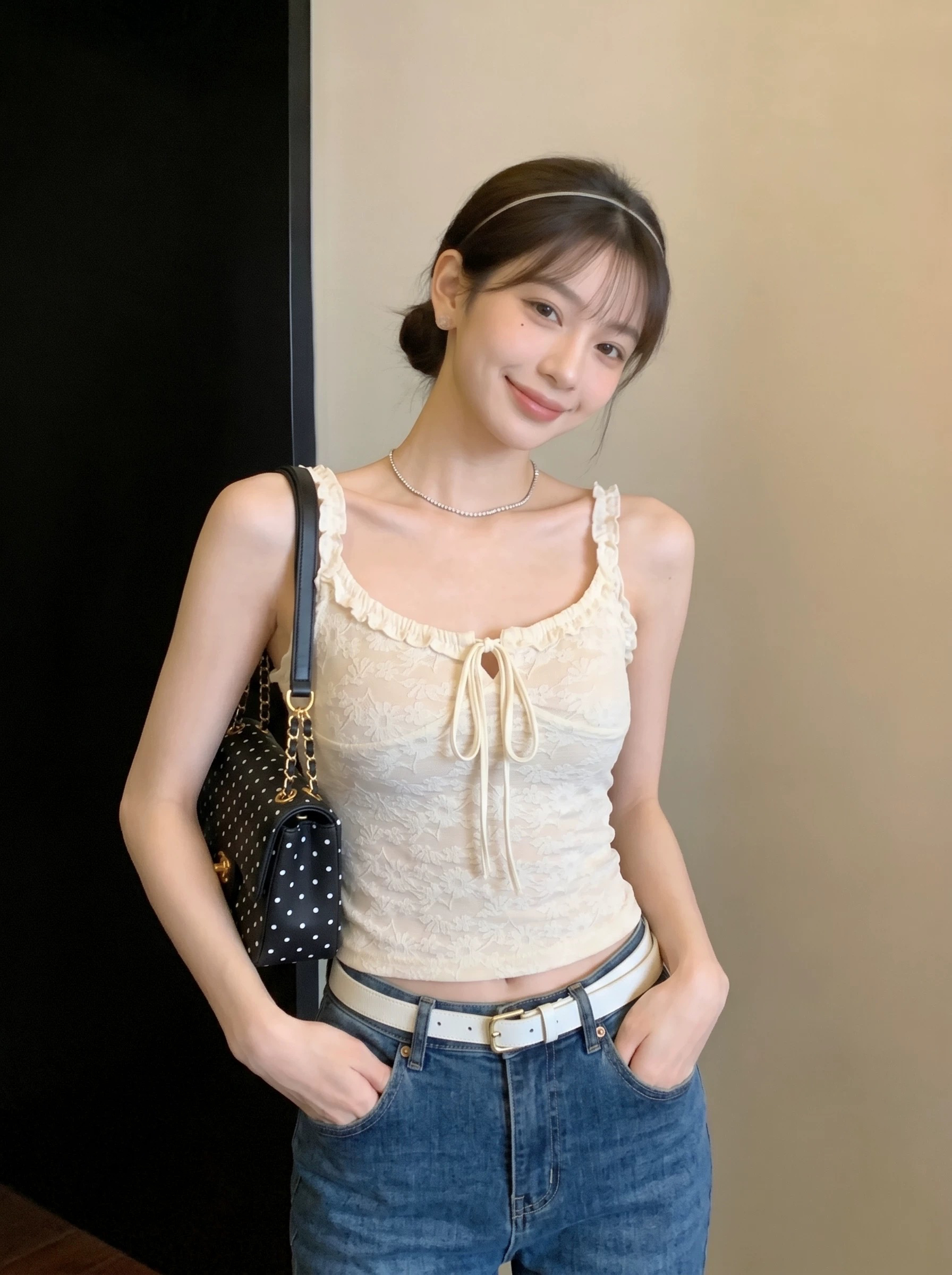260 사람들 면 살구 색상 레이스 슬립 여성 2026 여름 섹션 아름다움 뒤로 브래지어 하나 조끼 민소매 레이스업 맨위