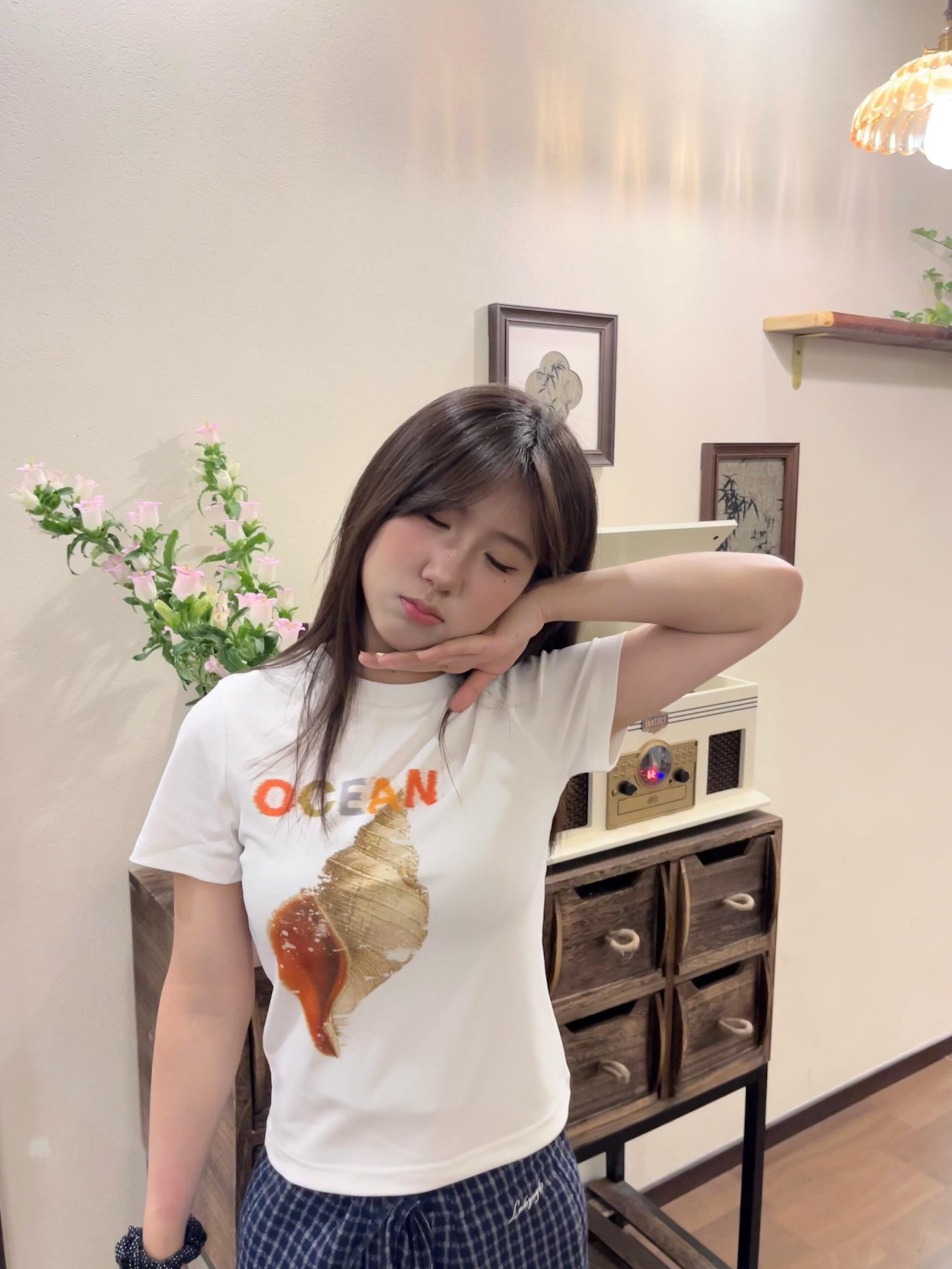 아메리칸 레트로 긍정적 인 어깨 라운드 넥 프린트 반팔 티셔츠