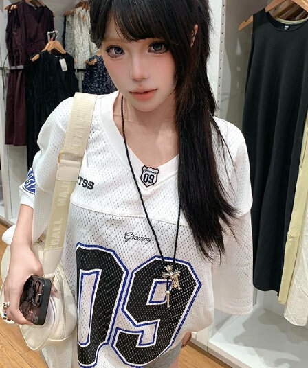 광저우 원단 반팔 티셔츠 여성